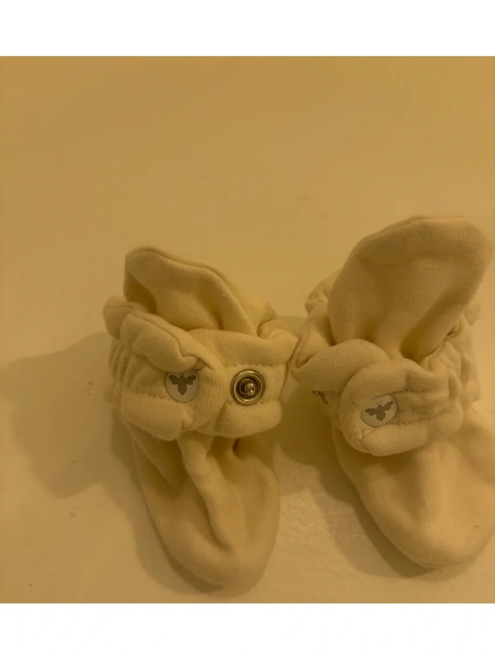 Burt's Bees Baby Cream Plush Booties with Butterfly Button
